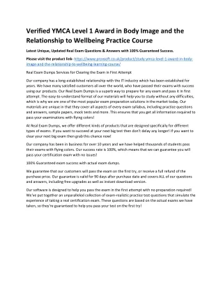 verified ymca level 1 award in body image