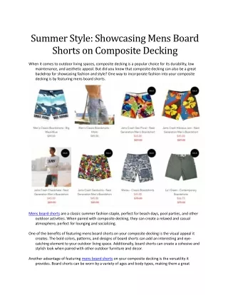 Summer Style Showcasing Mens Board Shorts on Composite Decking