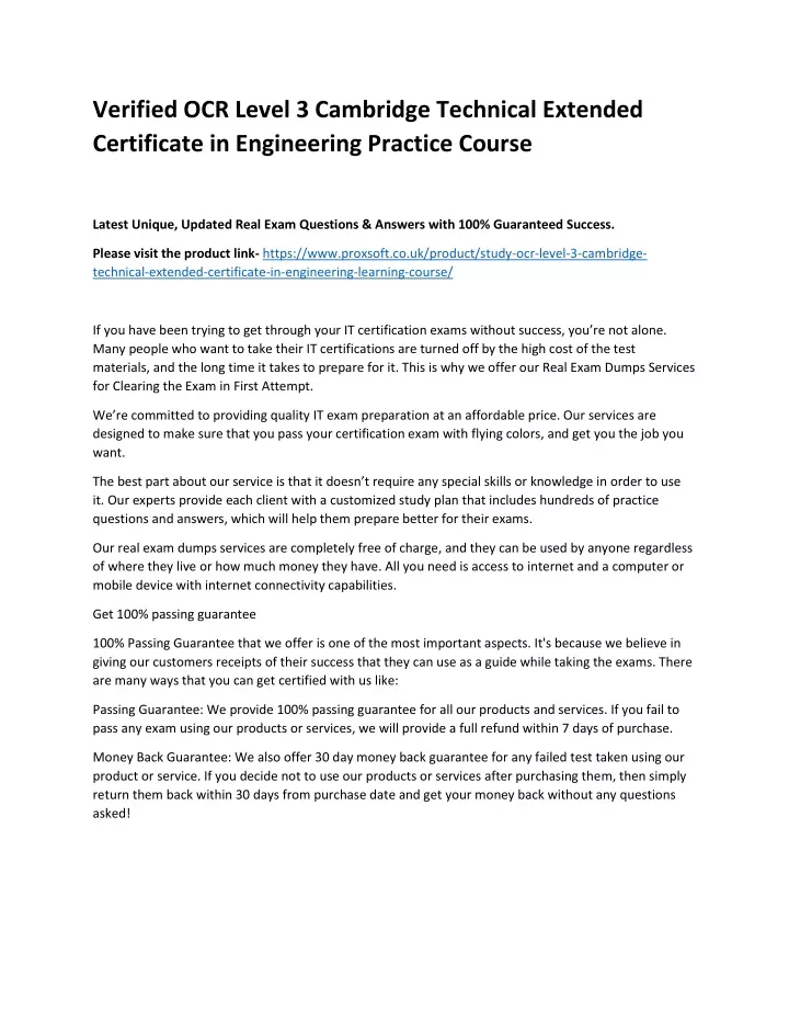 verified ocr level 3 cambridge technical extended