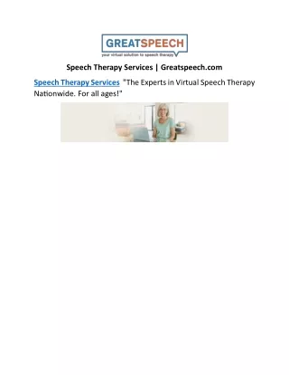 speech therapy services greatspeech com