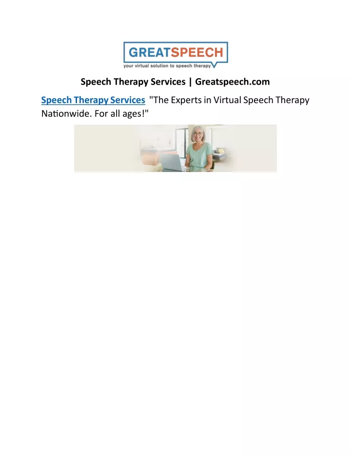 speech therapy services greatspeech com