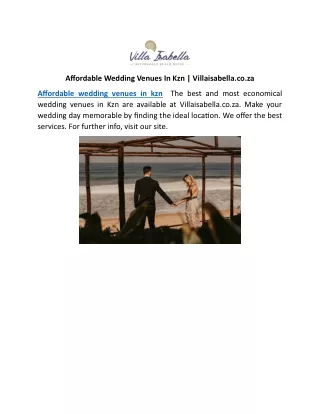 Affordable Wedding Venues In Kzn | Villaisabella.co.za