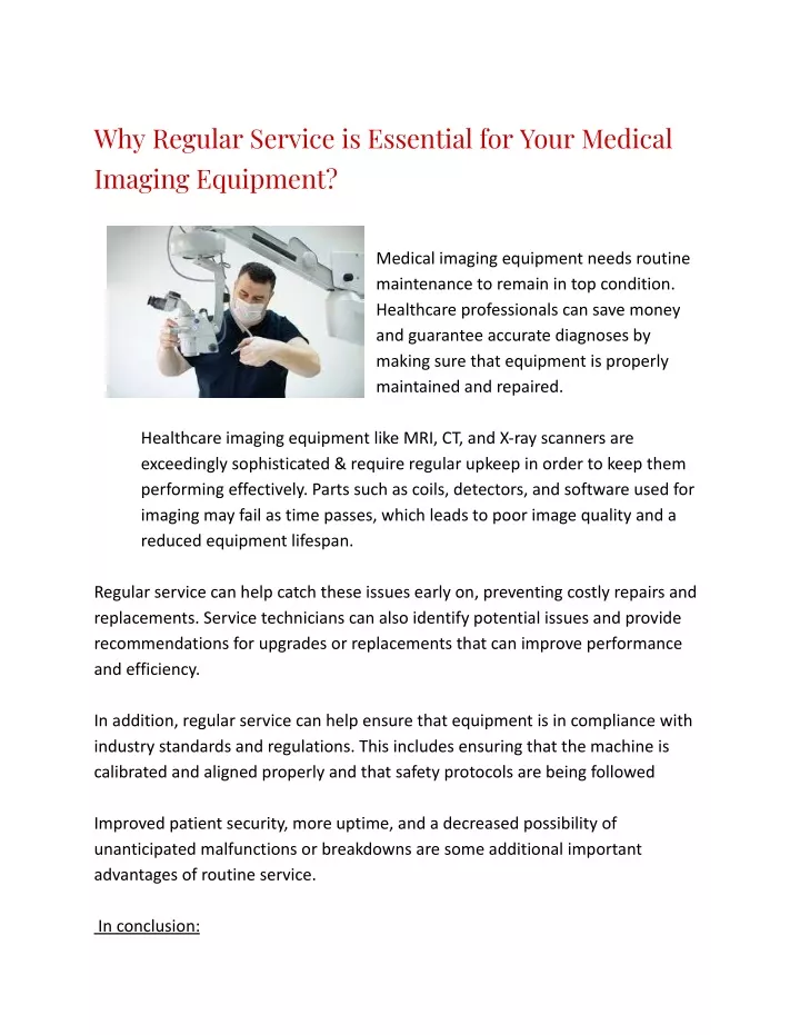 why regular service is essential for your medical