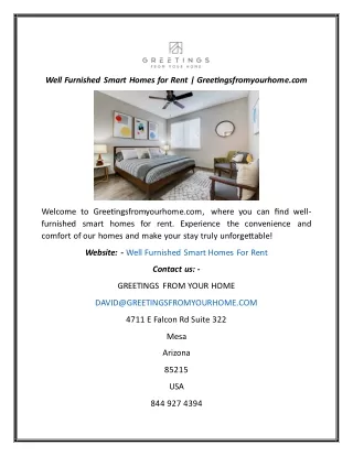 Well Furnished Smart Homes For Rent  Greetingsfromyourhome.com