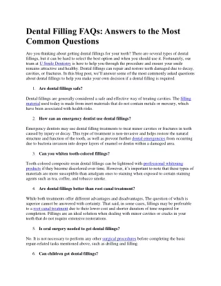 Dental Filling FAQs Answers to the Most Common Questions
