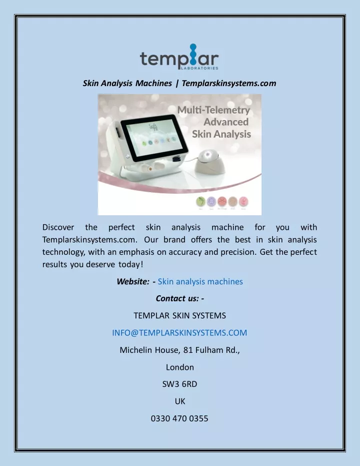 skin analysis machines templarskinsystems com