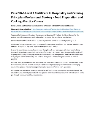 pass biiab level 2 certificate in hospitality