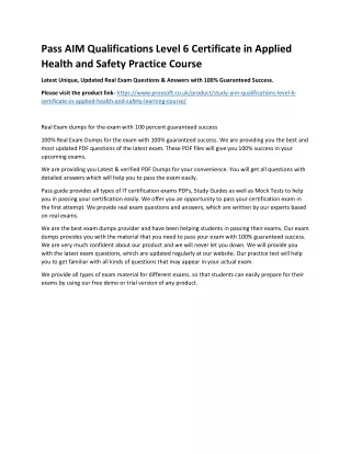 pass aim qualifications level 6 certificate