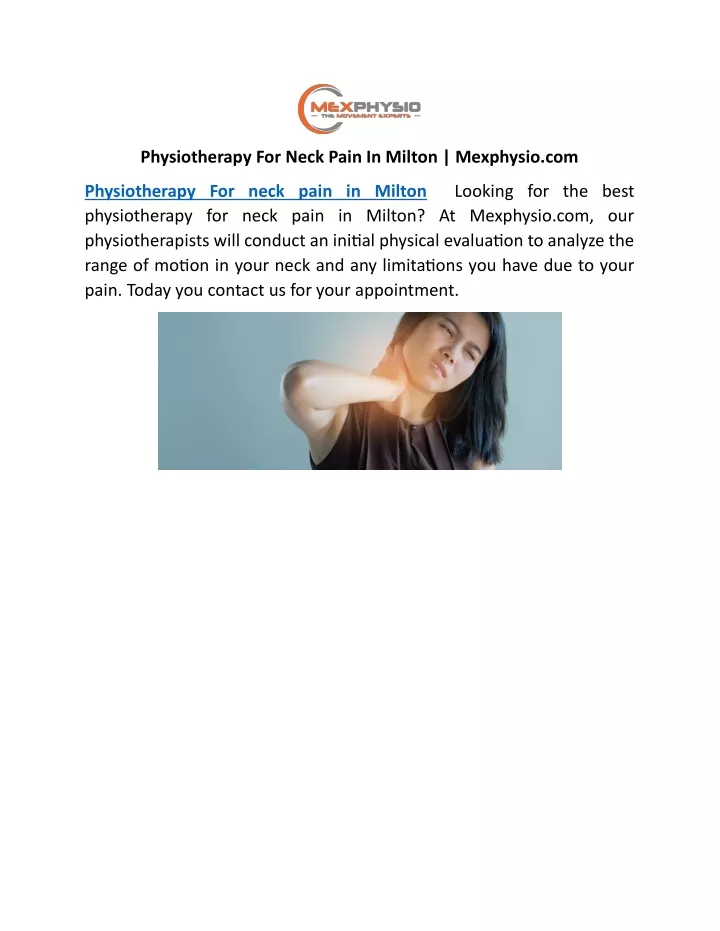 physiotherapy for neck pain in milton mexphysio