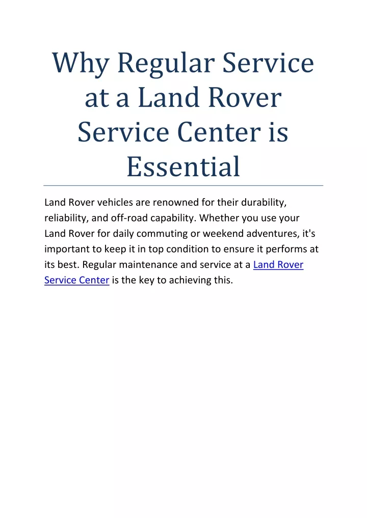 why regular service at a land rover service