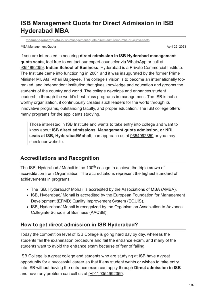 isb management quota for direct admission