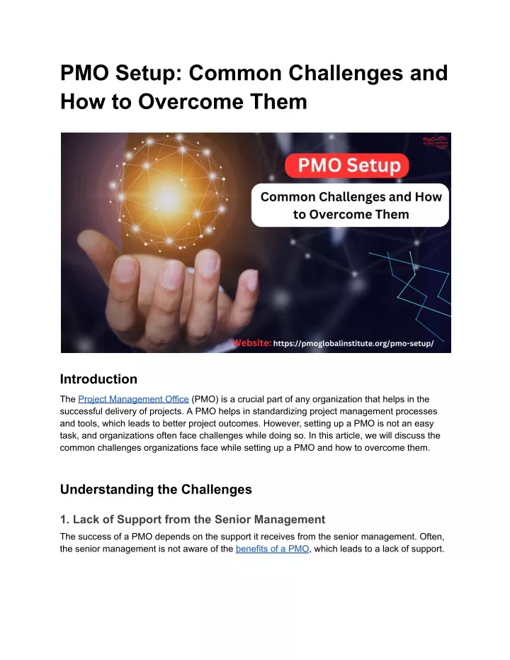 pmo setup common challenges and how to overcome
