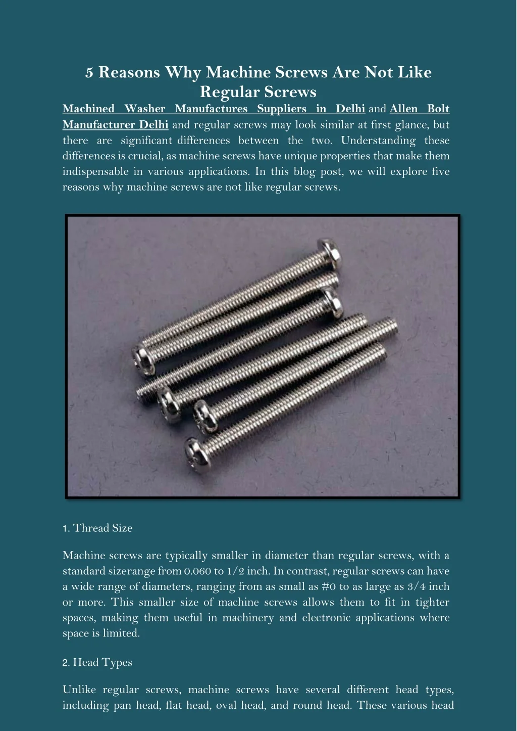 PPT - 5 reasons why machine screws are not like regular screws ...