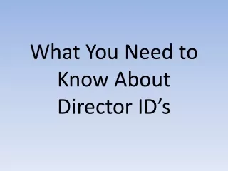 what you need to know about director id s