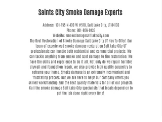 Saints City Smoke Damage Experts ​