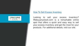 How To Sell Excess Inventory  Webuyanystock.com