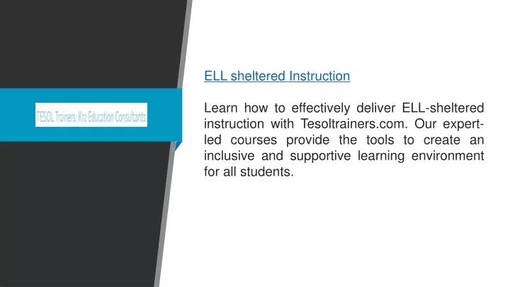 ell sheltered instruction learn