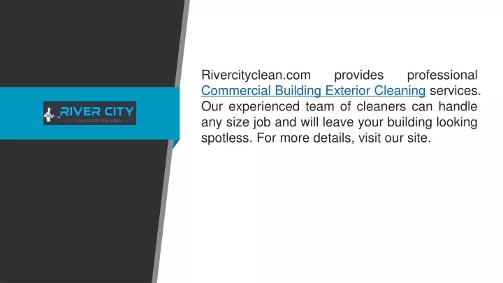 rivercityclean com provides professional