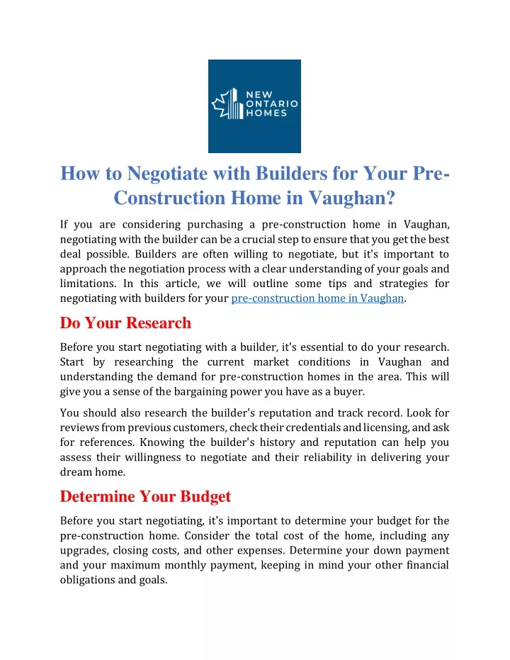 how to negotiate with builders for your