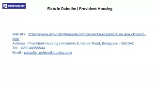 Flats in Dabolim | Provident Housing