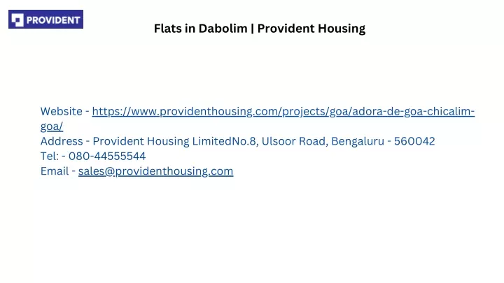 flats in dabolim provident housing