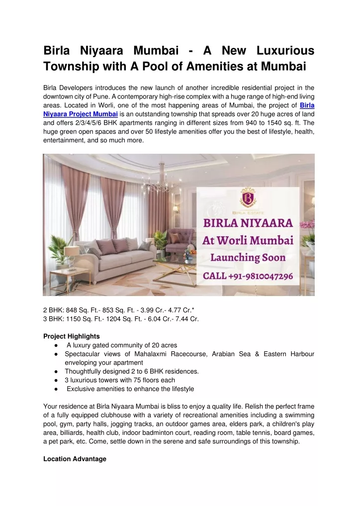 birla niyaara mumbai a new luxurious township