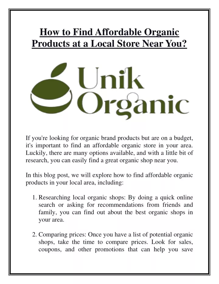 how to find affordable organic products
