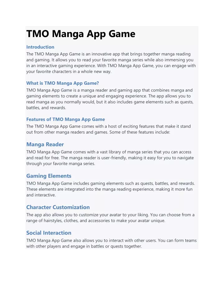 tmo manga app