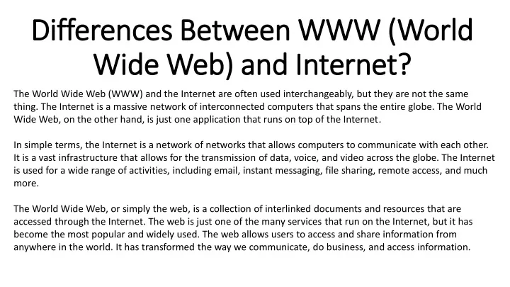 differences between www world differences between