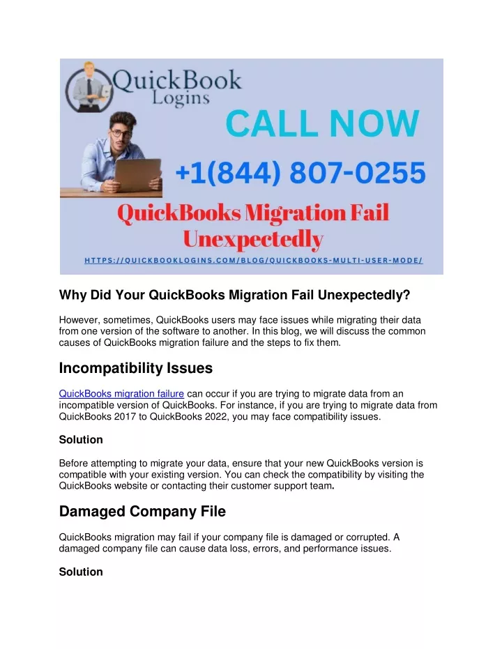why did your quickbooks migration fail