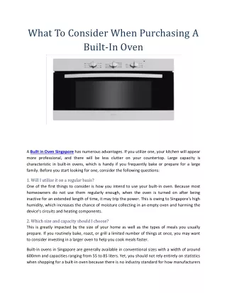 What To Consider When Purchasing A Built-In Oven