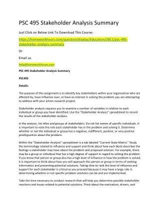 psc 495 stakeholder analysis summary