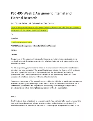 psc 495 week 2 assignment internal and external