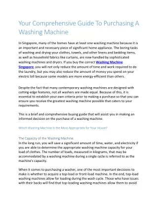 Your Comprehensive Guide To Purchasing A Washing Machine