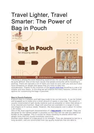 Travel Lighter, Travel Smarter: The Power of Bag in Pouch