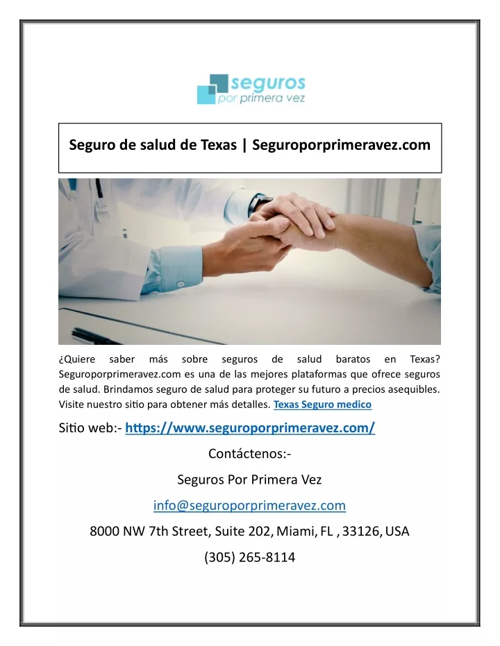 seguro de salud de texas seguroporprimeravez com