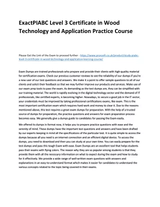 exactpiabc level 3 certificate in wood technology