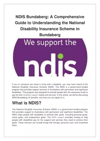NDIS Bundaberg A Comprehensive Guide to Understanding the National Disability Insurance Scheme in Bundaberg