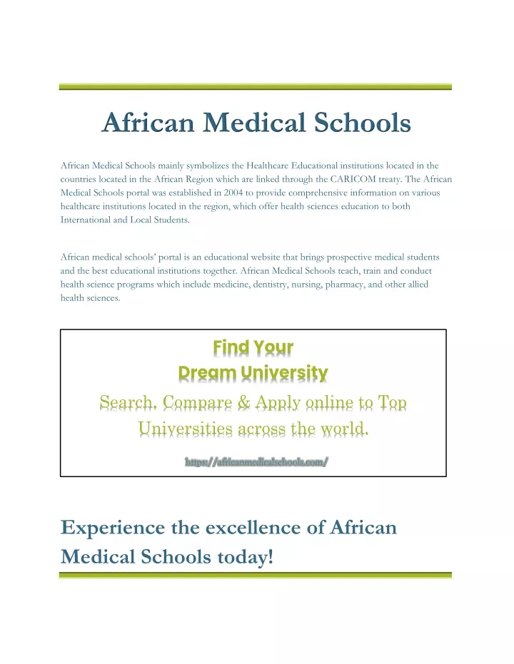 african medical schools