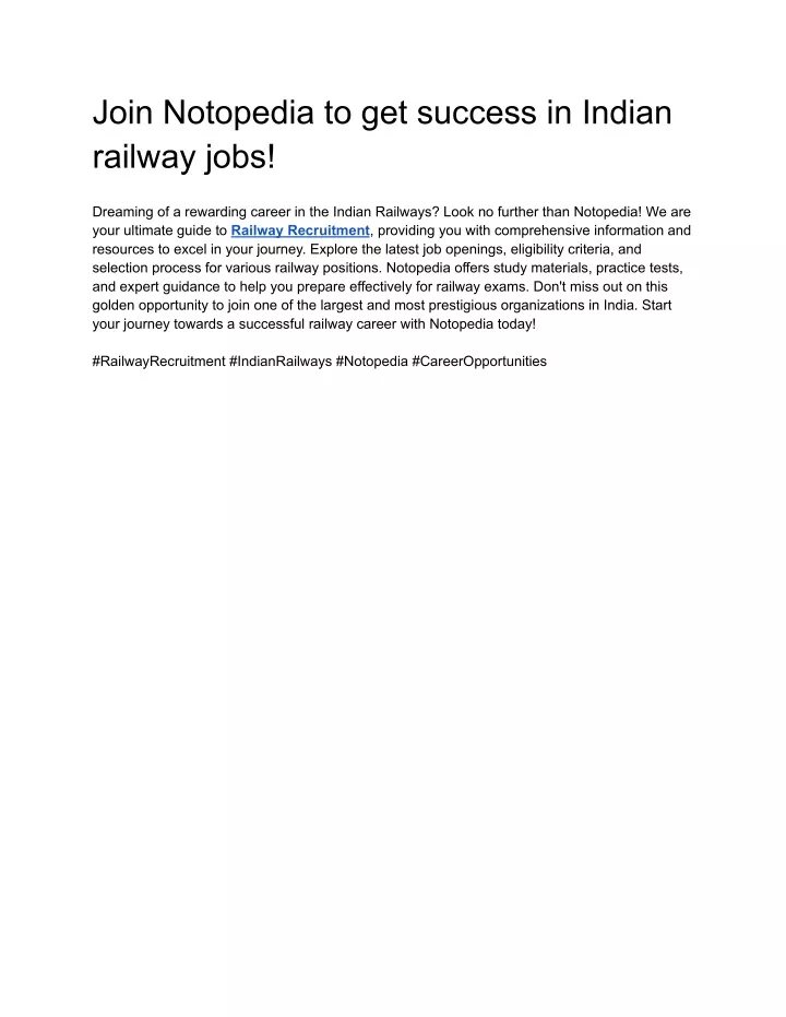 join notopedia to get success in indian railway