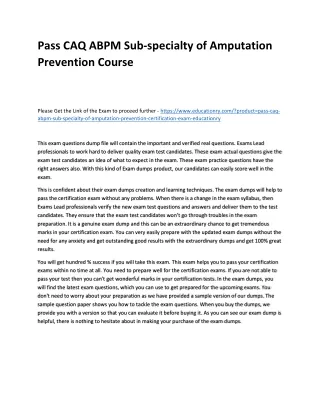 pass caq abpm sub specialty of amputation