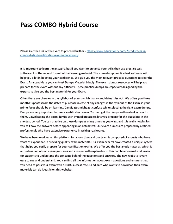 pass combo hybrid course