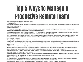 Top 5 Ways to Manage a Productive Remote Team!