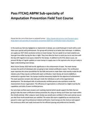 pass ftcaq abpm sub specialty of amputation