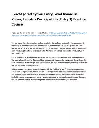 exactagored cymru entry level award in young
