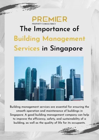 The Importance of Building Management Services in Singapore