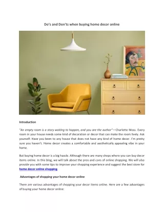 do s and don ts when buying home decor online