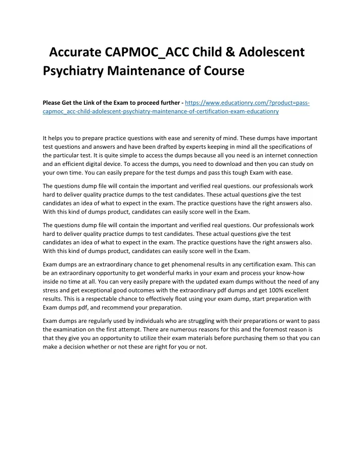 accurate capmoc acc child adolescent psychiatry