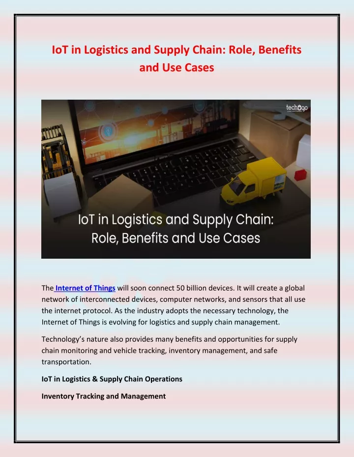 iot in logistics and supply chain role benefits