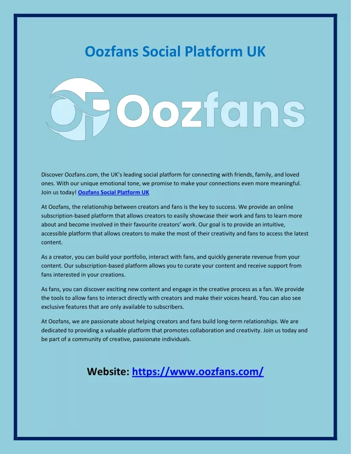 oozfans social platform uk